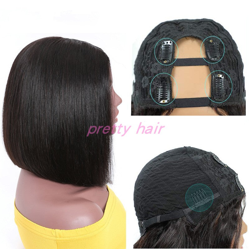 9A Short Bob Wig Peruvian Hair U Part Wigs For Black Women